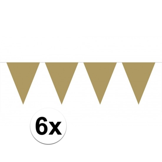 6x vlaggenlijn-slinger goud 10 meter