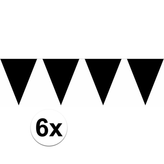 6x vlaggenlijn-slinger zwart 10 meter