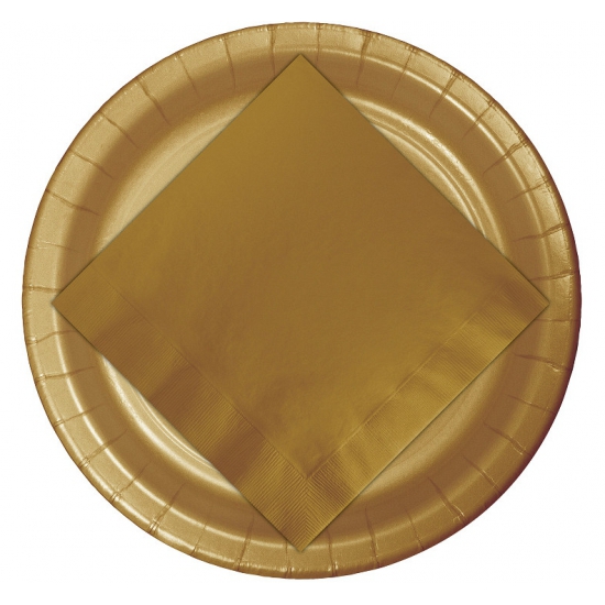 72x Gouden bordjes van karton 23 cm