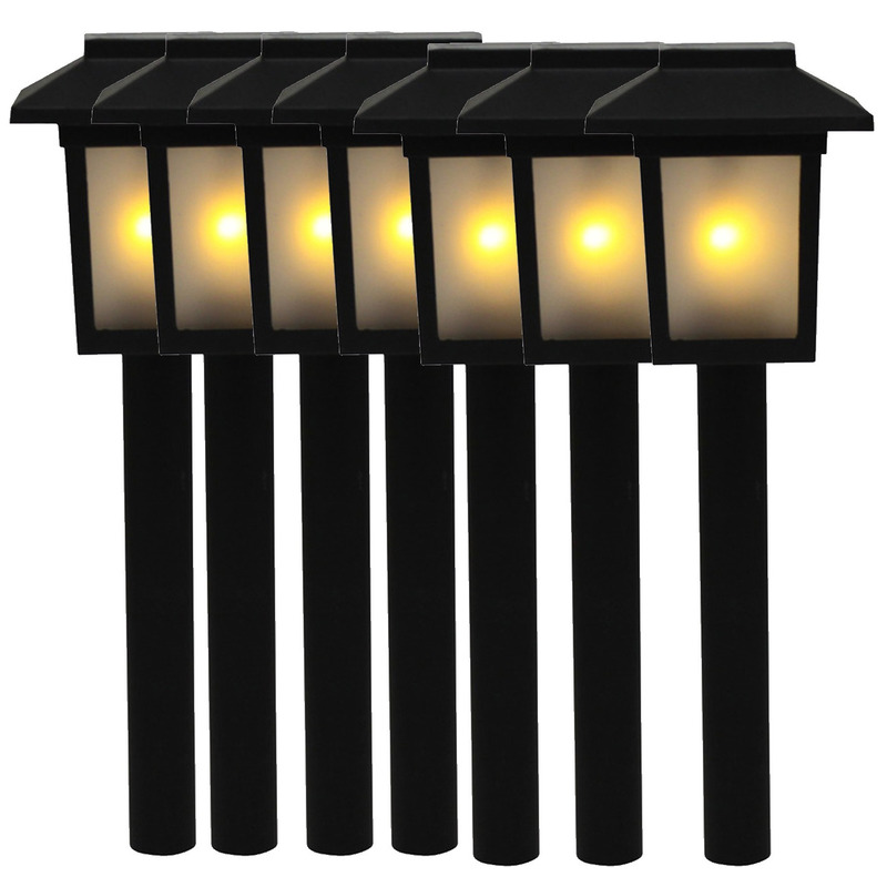 7x Tuinlamp fakkel-tuinverlichting met vlam effect 34,5 cm