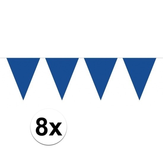 8 stuks Vlaggenlijnen-slingers XXL blauw 10 meter