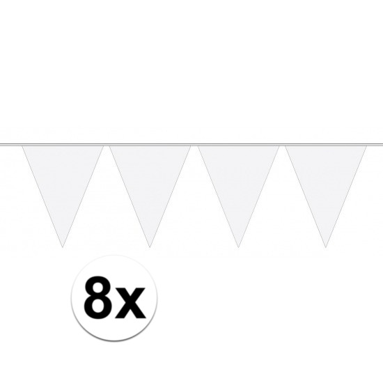 8 stuks Vlaggenlijnen-slingers XXL wit 10 meter