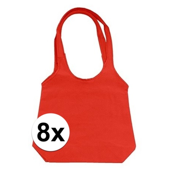 8 x Rode opvouwbare tassen/shoppers -