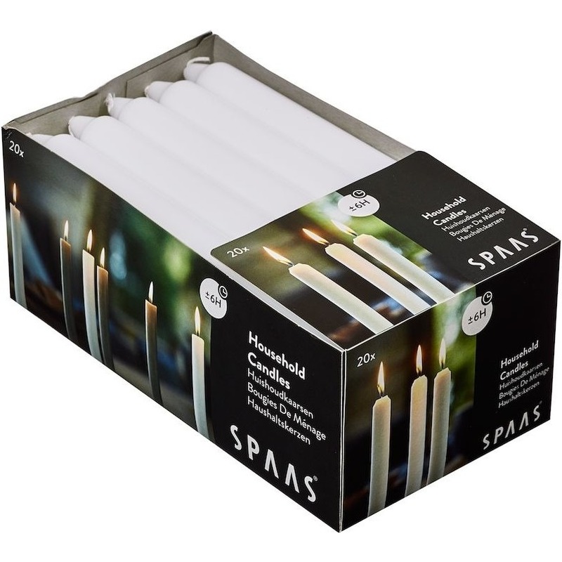 80x Witte huishoudkaarsen 18 cm 6 branduren - Geurloze kaarsen - Dinerkaarsen/tafelkaarsen/kandelaarkaarsen