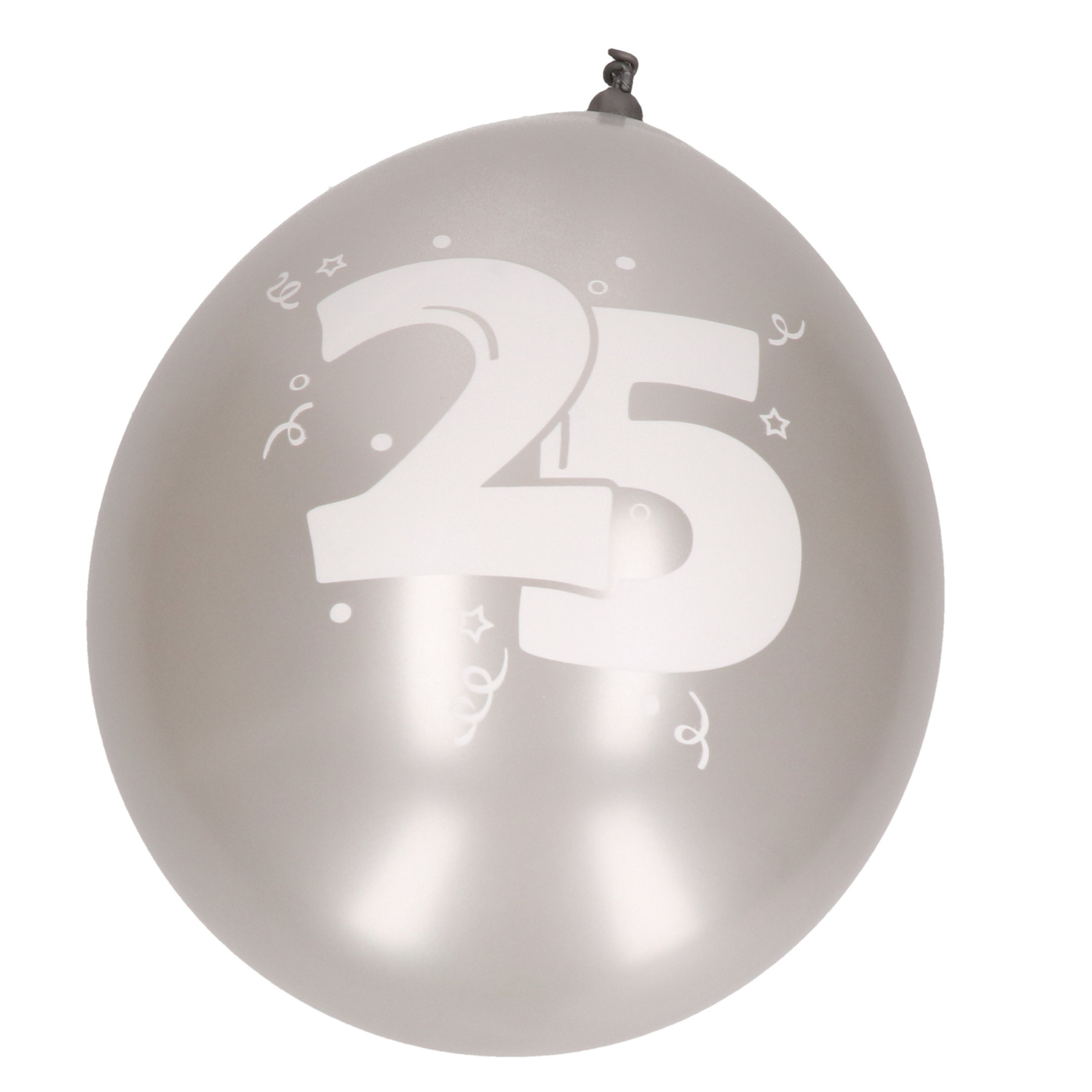 8x Ballonnen zilver 25 jaar thema -