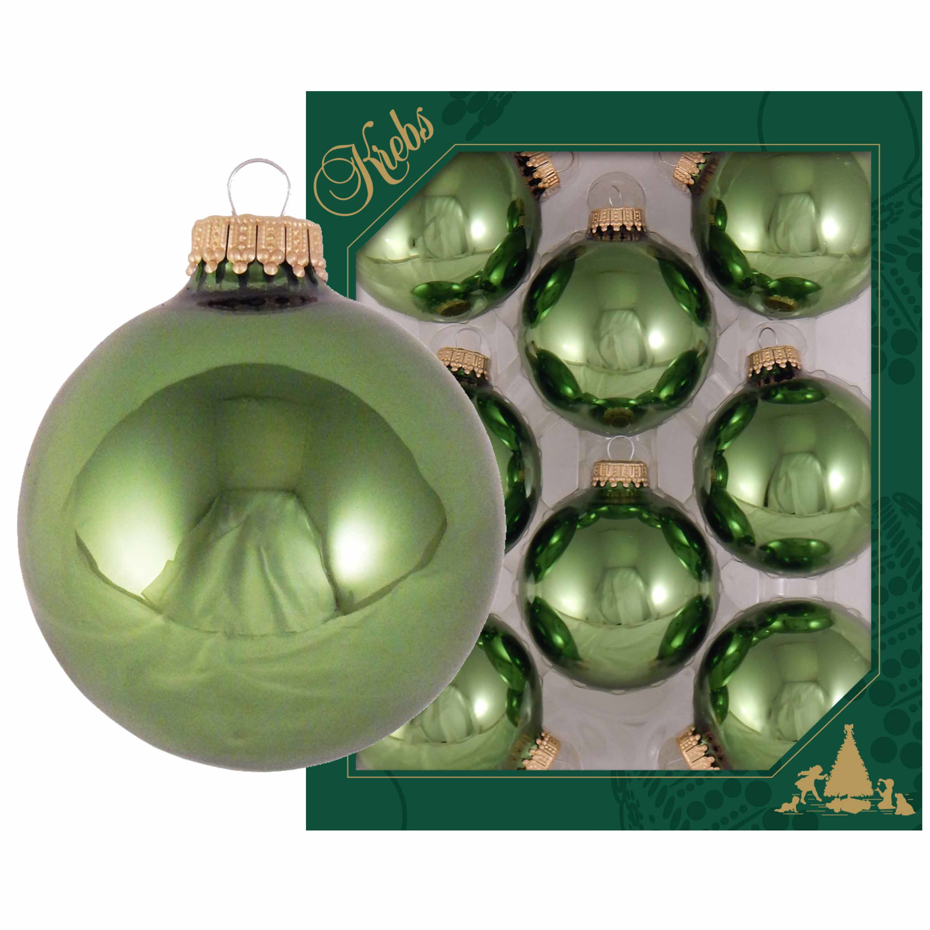 8x Jungle groene glazen kerstballen glans 7 cm kerstboomversiering