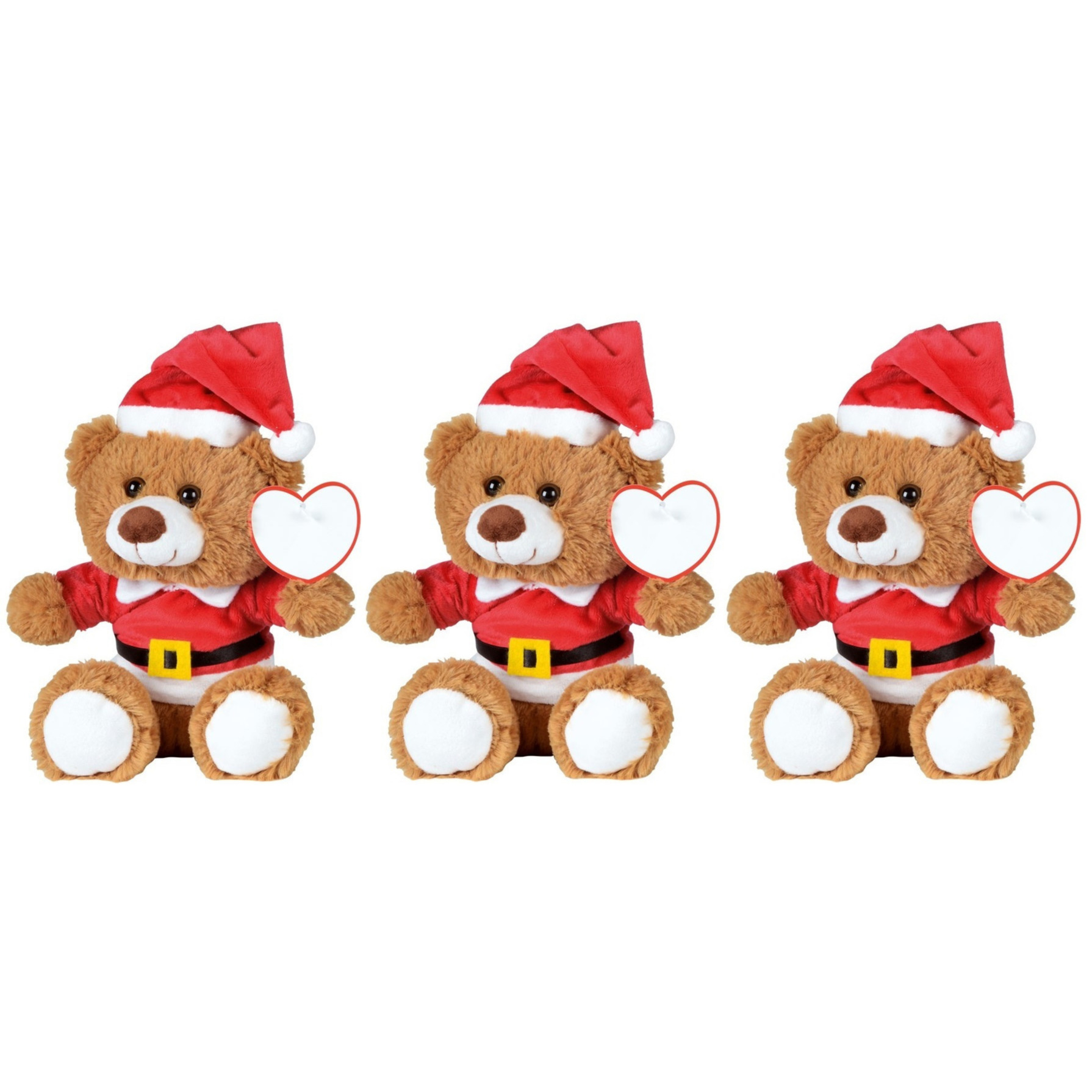 Afbeelding van 8x Kerst knuffel pluche beertjes bruin zittend 18 x 19 cm speelgoed