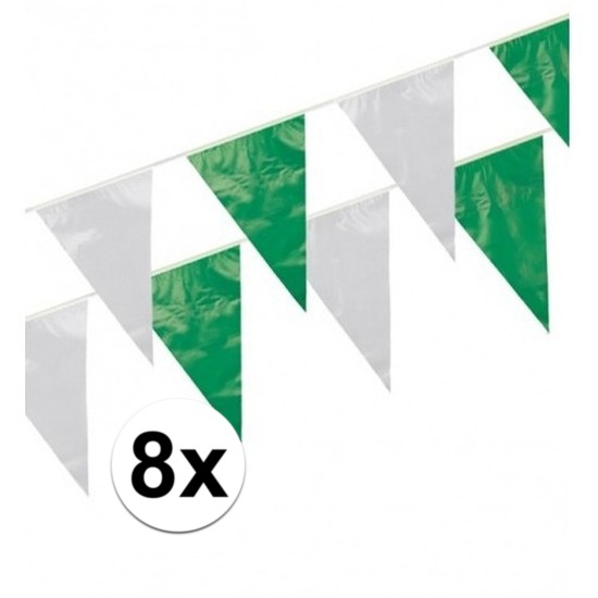 8x Plastic vlaggenlijn groen-wit