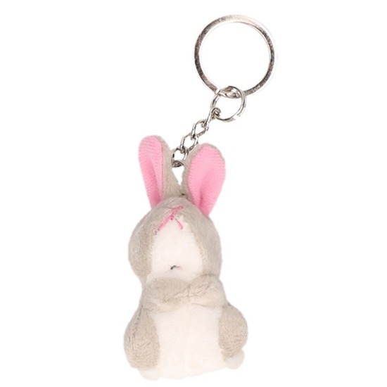 8x Pluche konijn-haas knuffel sleutelhanger 6 cm