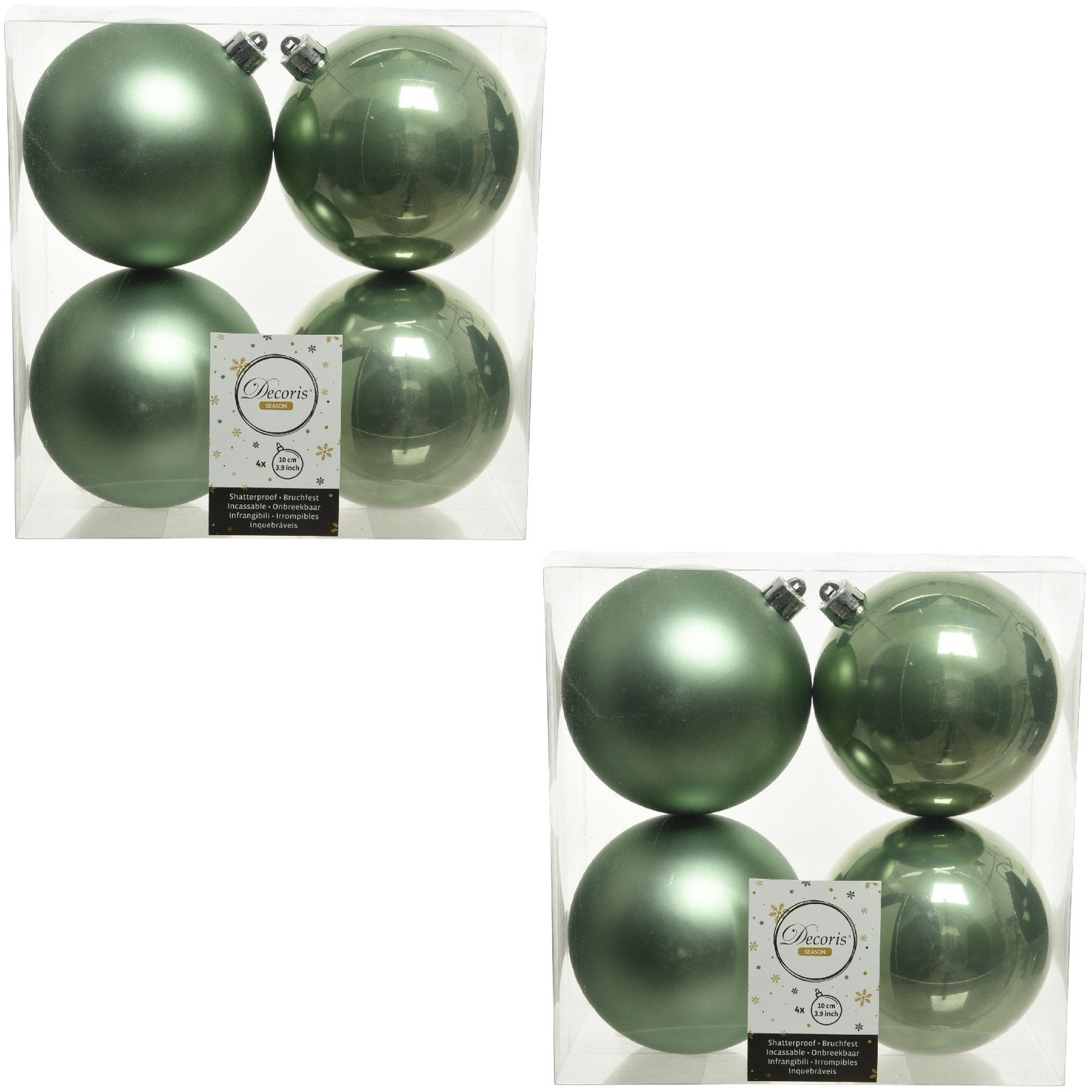 8x Salie groene kerstballen 10 cm kunststof mat-glans