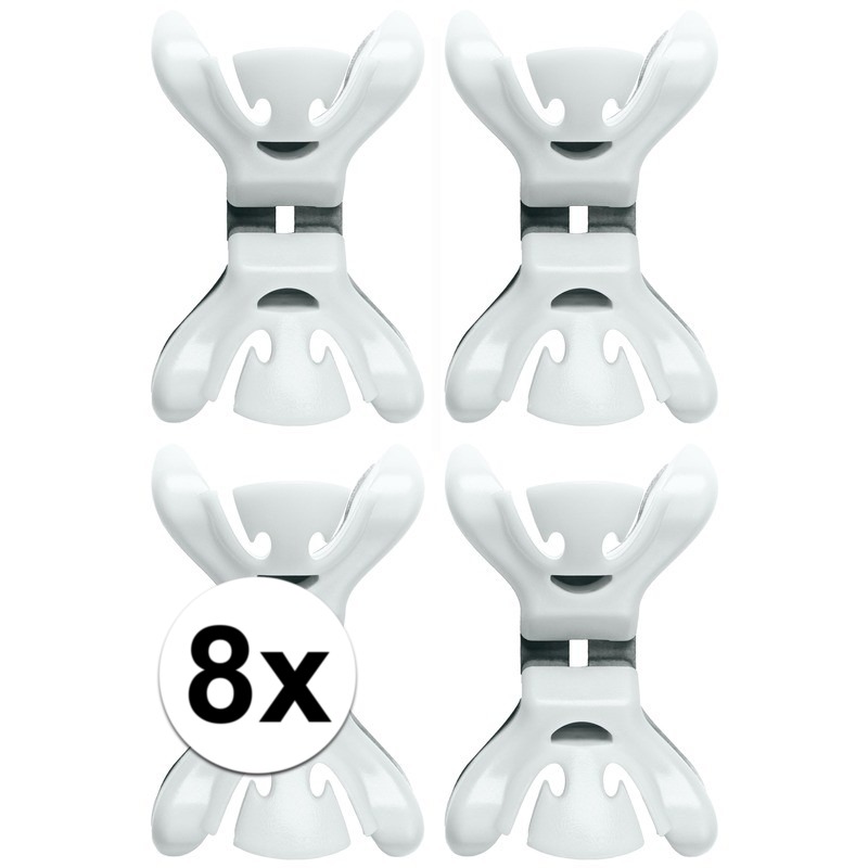 8x Slingers-decoratie ophangen slingerklemmen wit