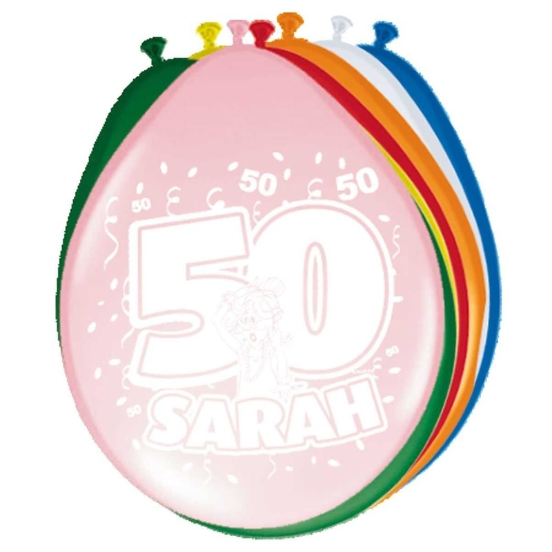 8x stuks Ballonnen versiering 50 jaar Sarah -