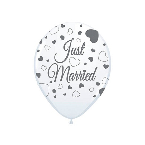 8x stuks Just Married bruiloft thema versiering ballonnen -