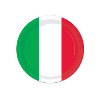 8x stuks Kartonnen bordjes Italie-Italiaanse vlag print 23 cm