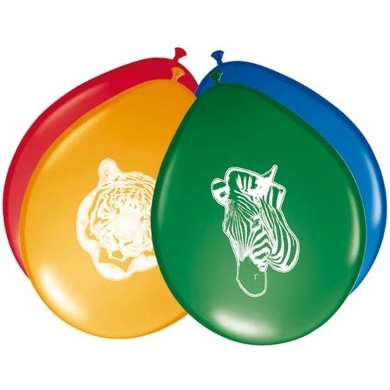 8x stuks Safari/jungle dieren themafeest ballonnen 27 cm -