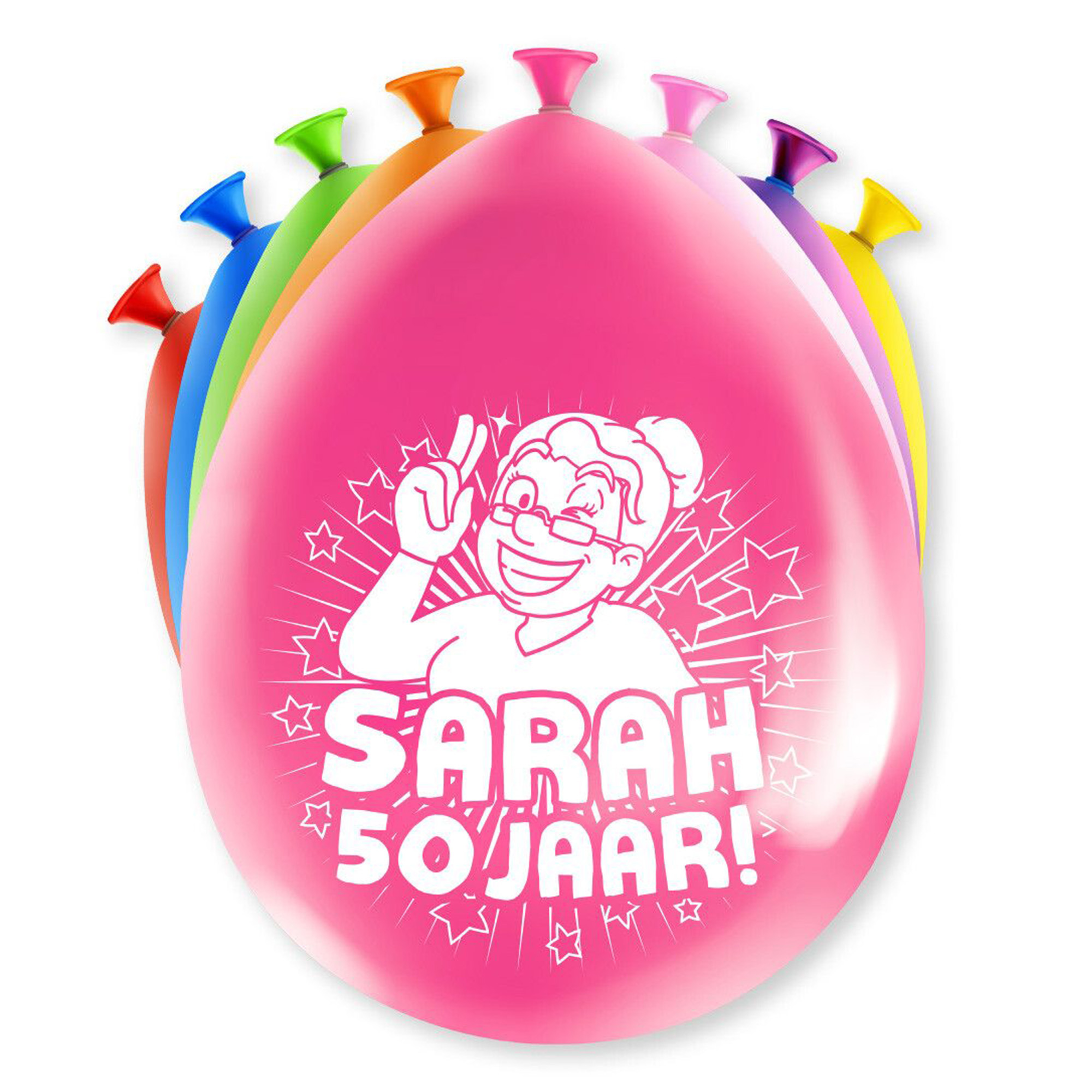8x stuks Sarah-50 jaar feest ballonnen diverse kleuren latex ca 30 cm
