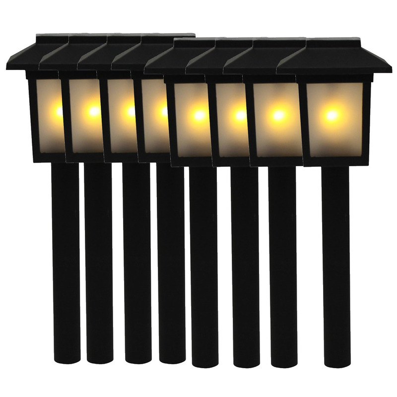 8x Tuinlamp fakkel-tuinverlichting met vlam effect 34,5 cm