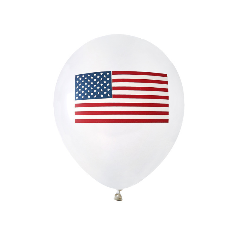 8x Witte ballonnen met Amerikaanse vlag/USA thema 23 cm -