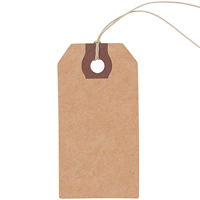 9x Cadeau tags-labels kraftpapier-karton 9 cm