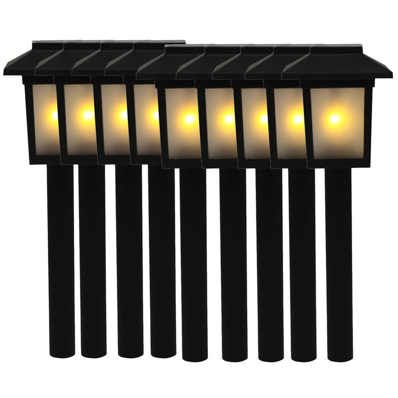 9x Tuinlamp fakkel-tuinverlichting met vlam effect 34,5 cm