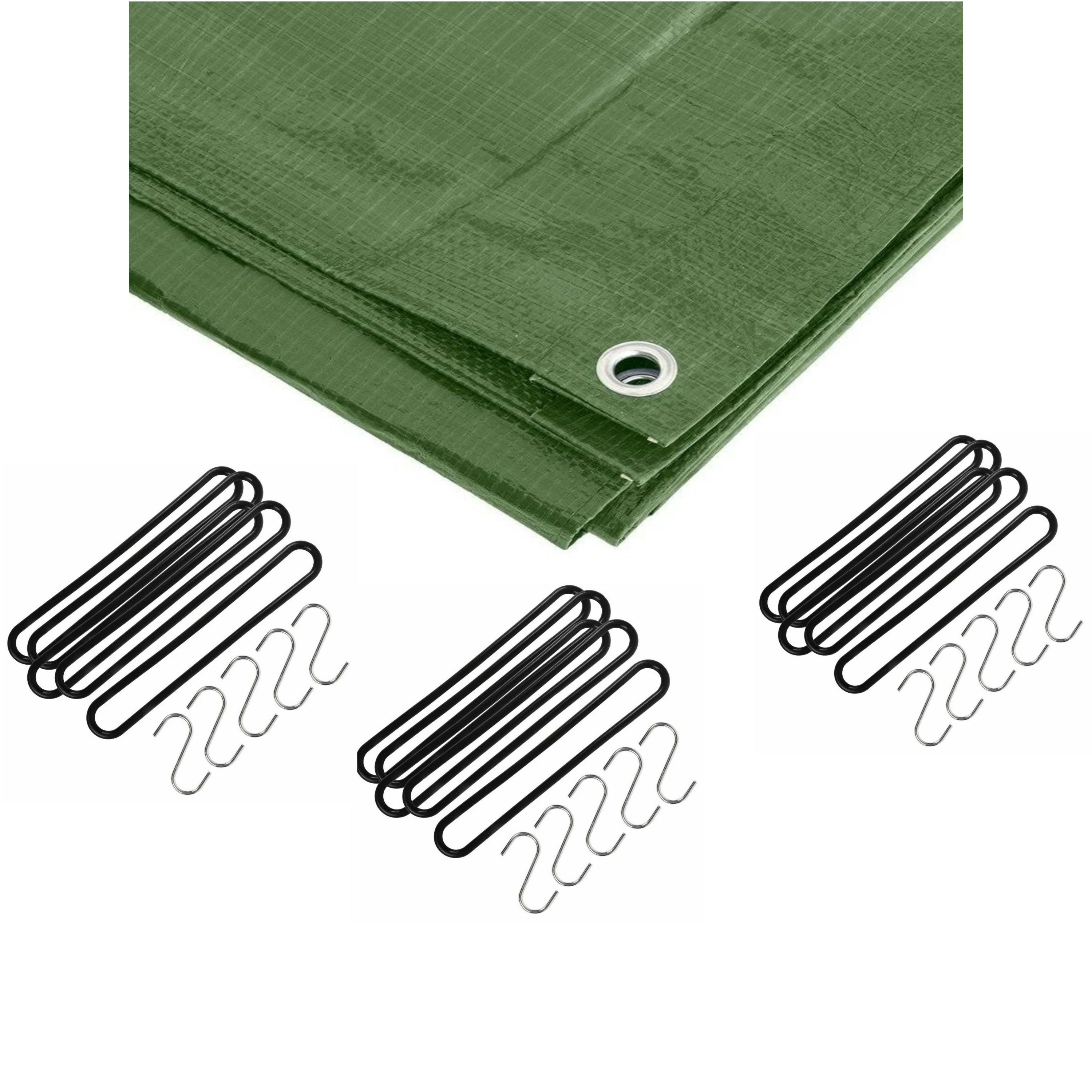 Afdekzeil-dekzeil groen 6 x 10 meter met 30x spanrubbers en S-haken
