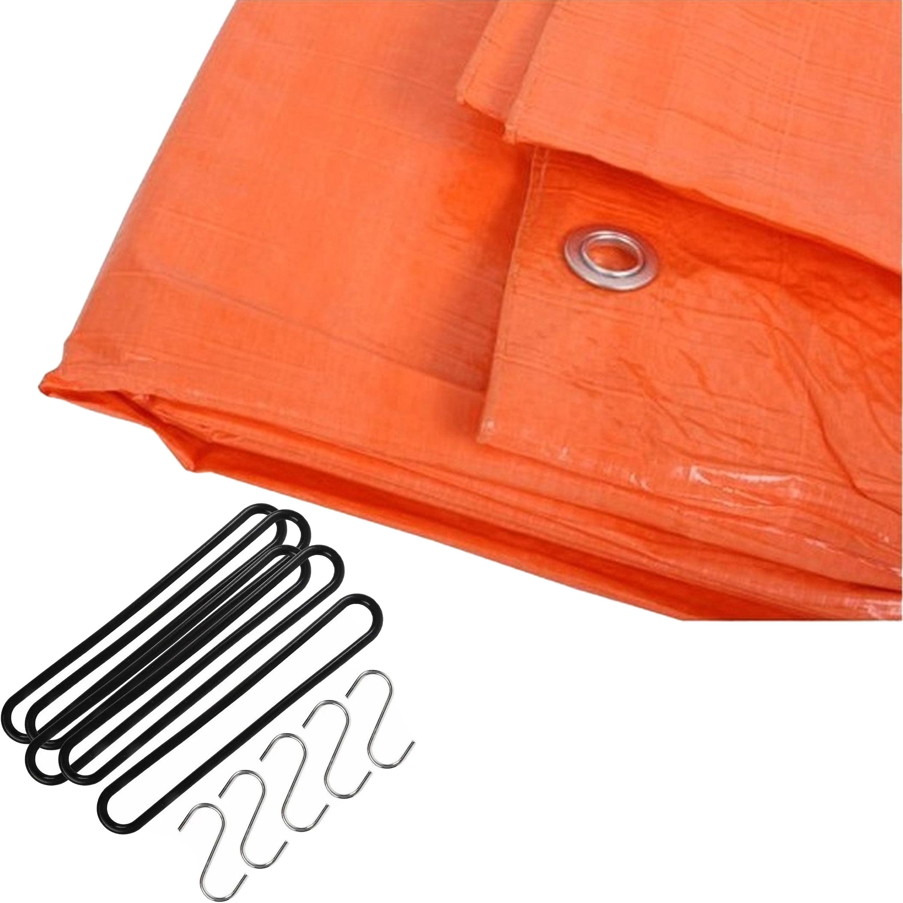 Afdekzeil-dekzeil oranje 2 x 3 meter met 10x spanrubbers en S-haken