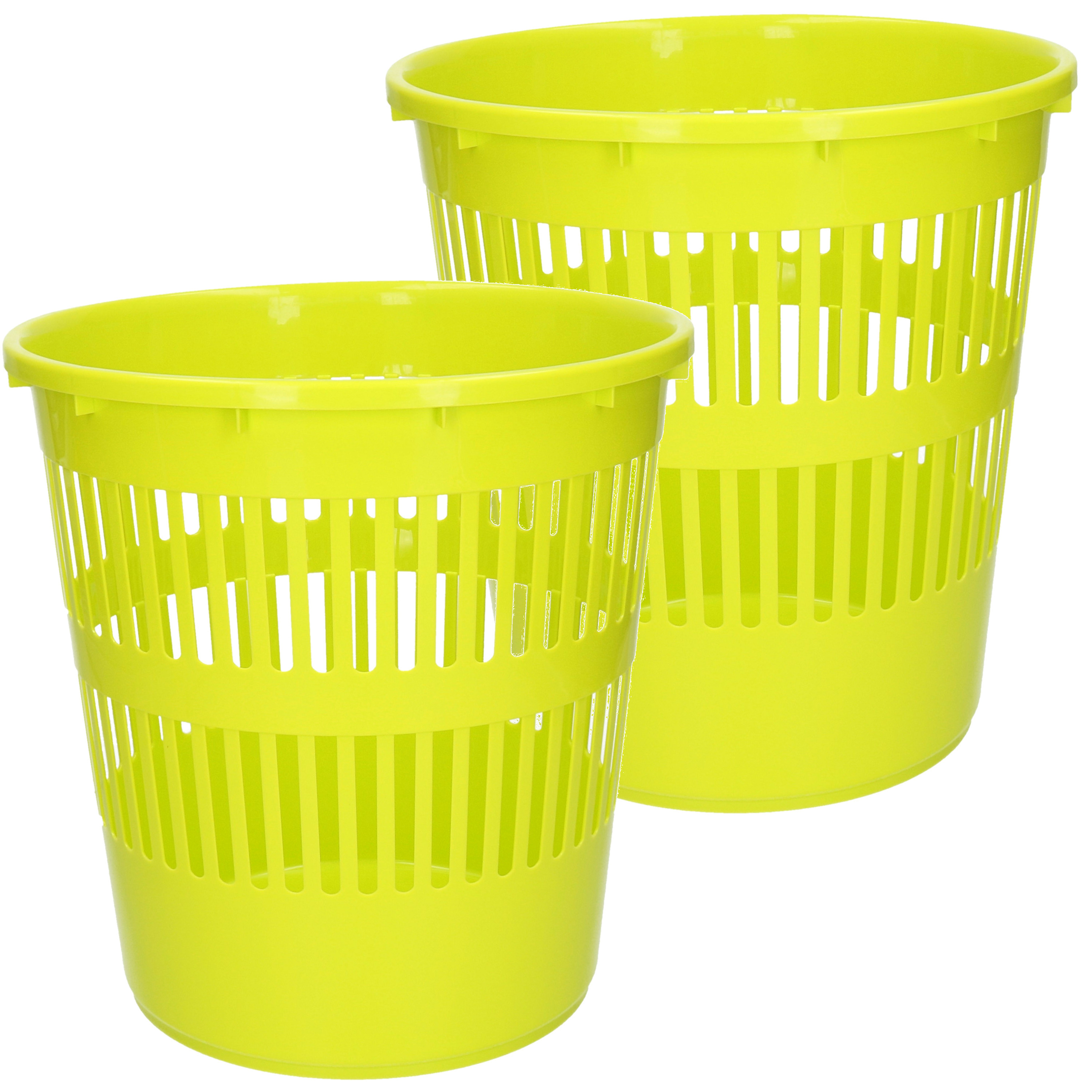 Afvalbak-vuilnisbak-kantoor prullenbak 2x stuks plastic groen 28 cm