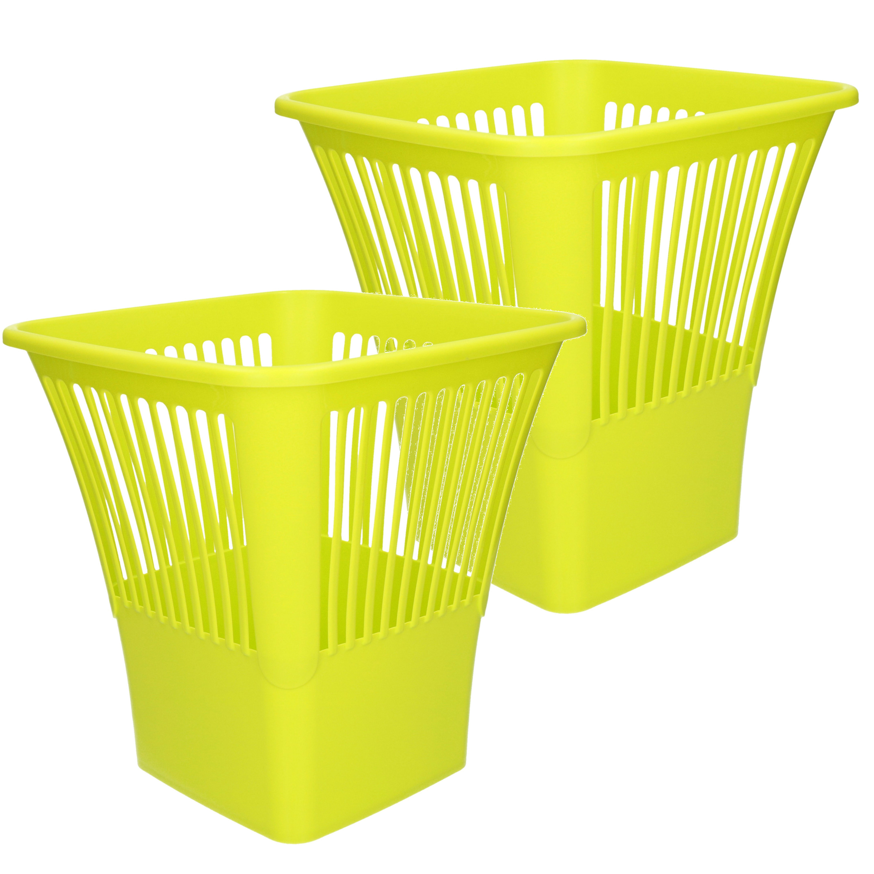 Afvalbak-vuilnisbak-kantoor prullenbak 2x stuks plastic groen 30 cm