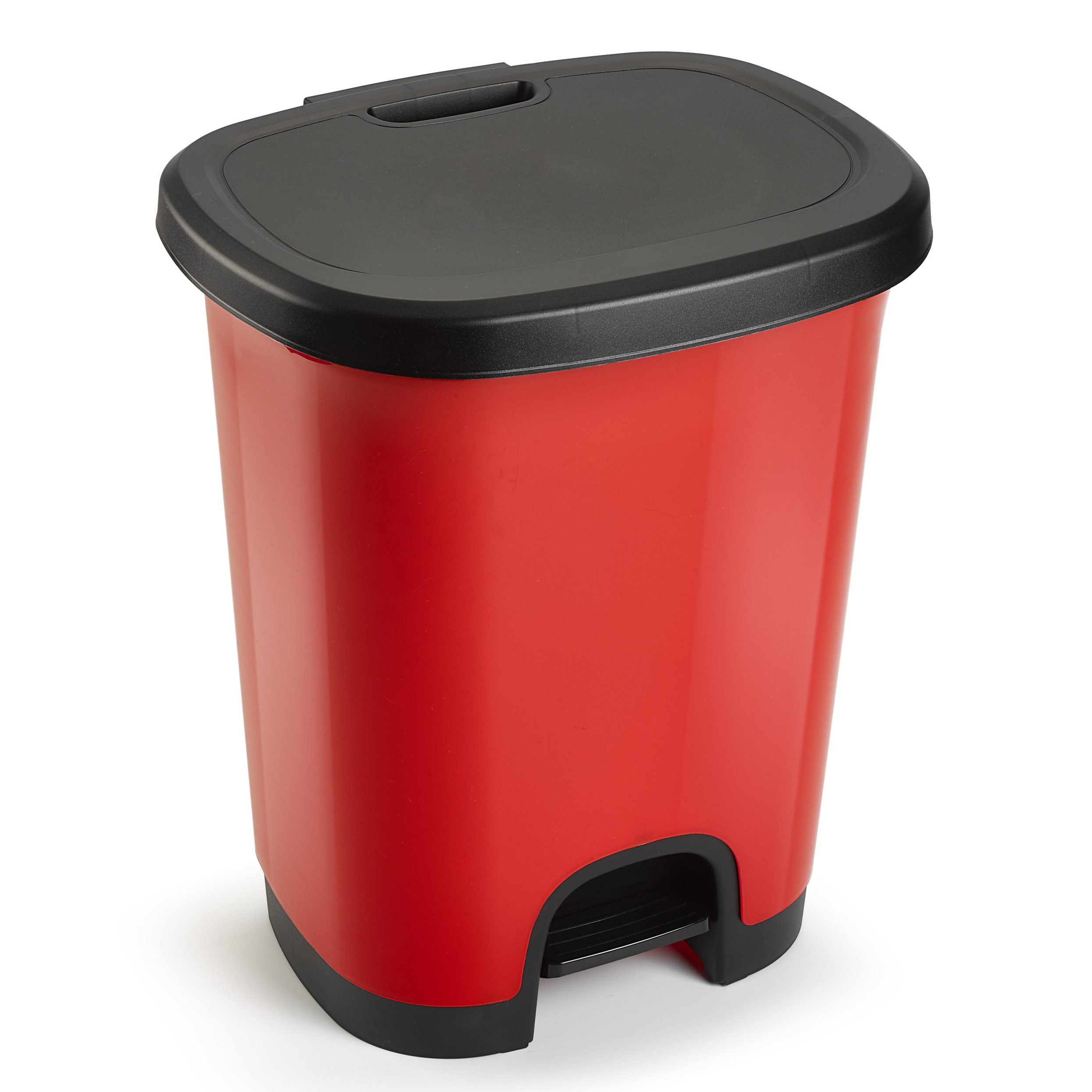 Afvalemmer-vuilnisemmer-pedaalemmer 18 liter in het rood-zwart met deksel en pedaal