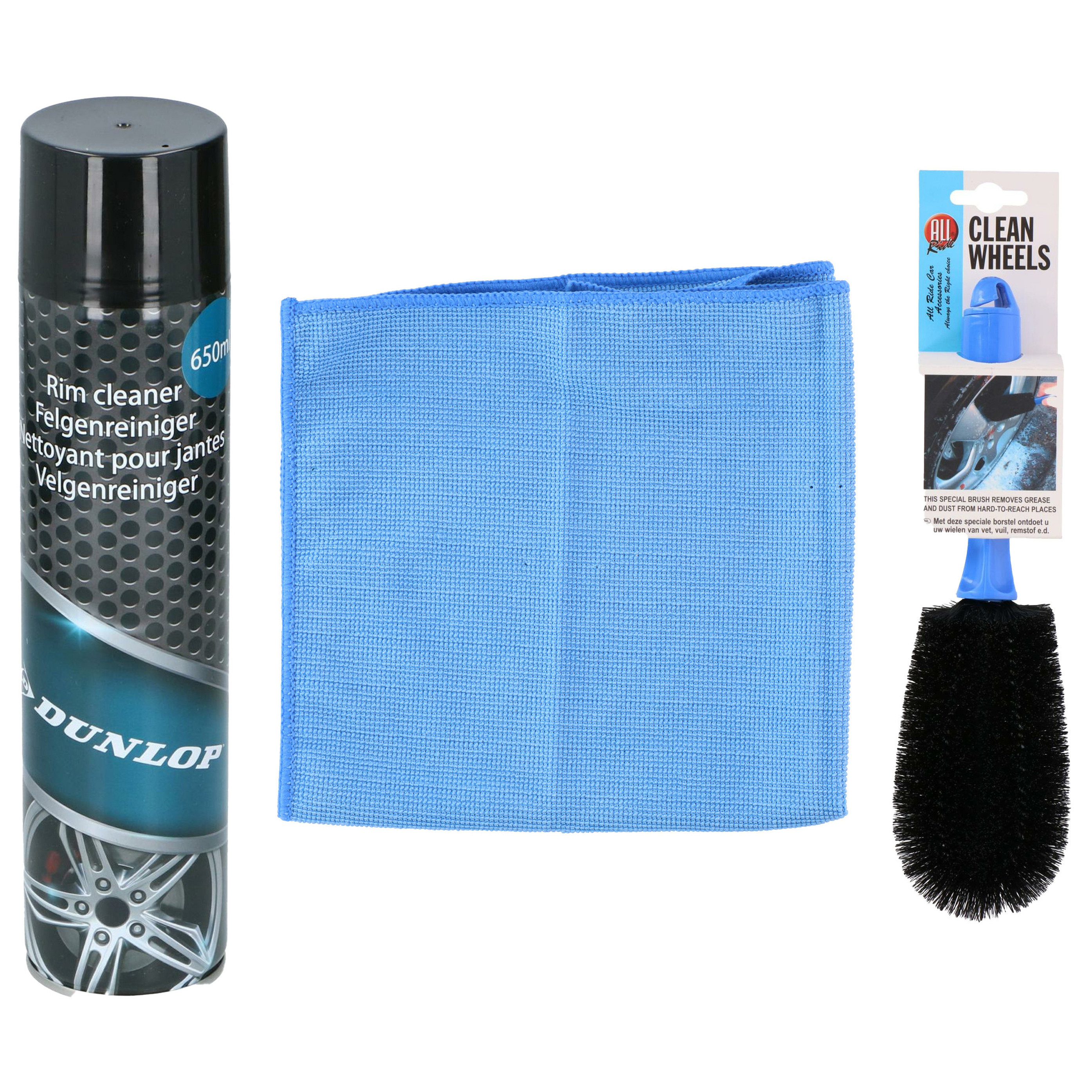 All Ride auto velgen schoonmaken set borstel-spray-doek velgenreiniger pakket