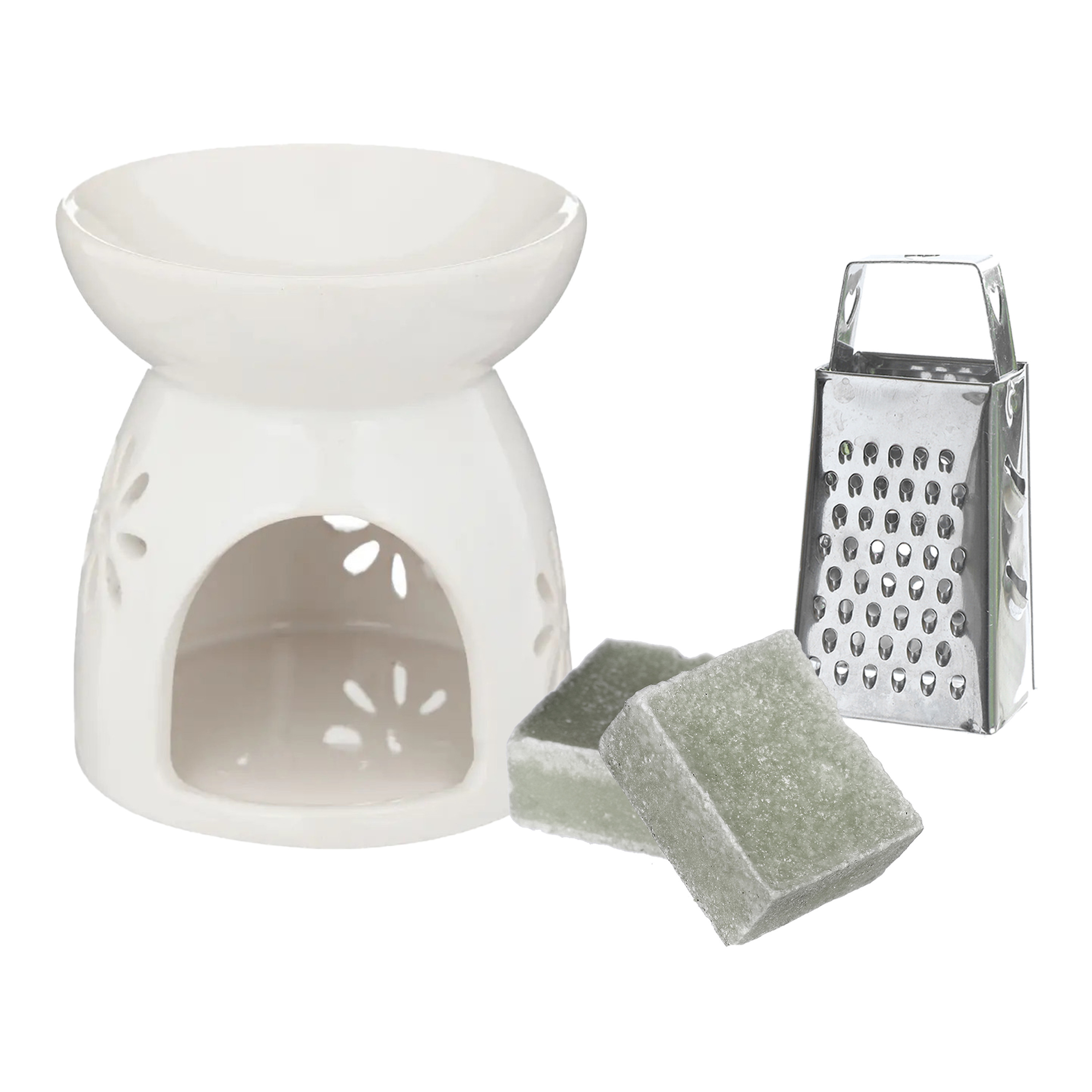 Amberblokjes-geurblokjes cadeauset jasmijn geur inclusief geurbrander en mini rasp