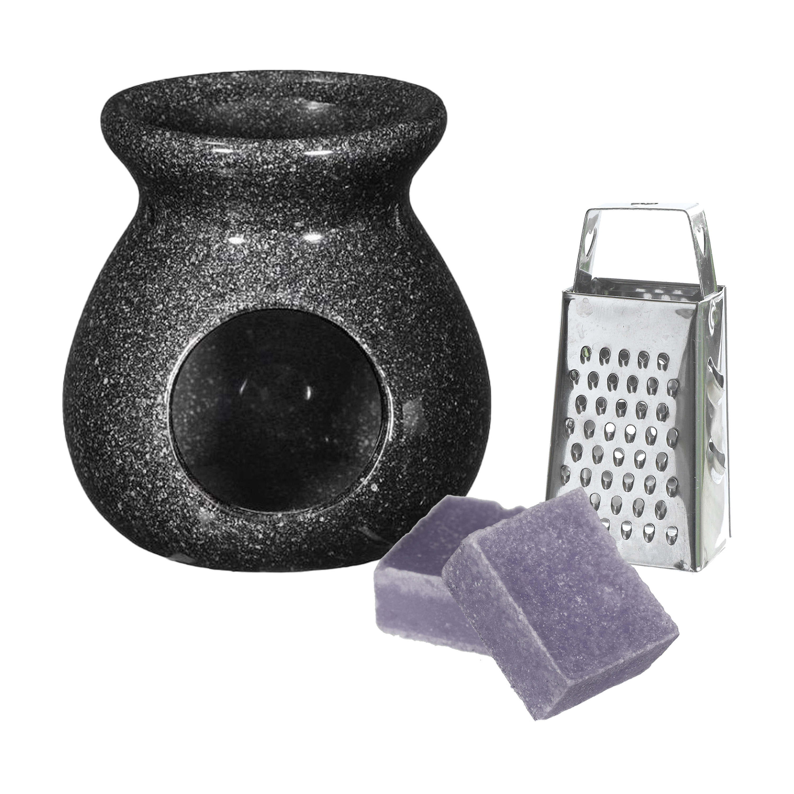 Amberblokjes-geurblokjes cadeauset lavendel geur inclusief geurbrander en mini rasp