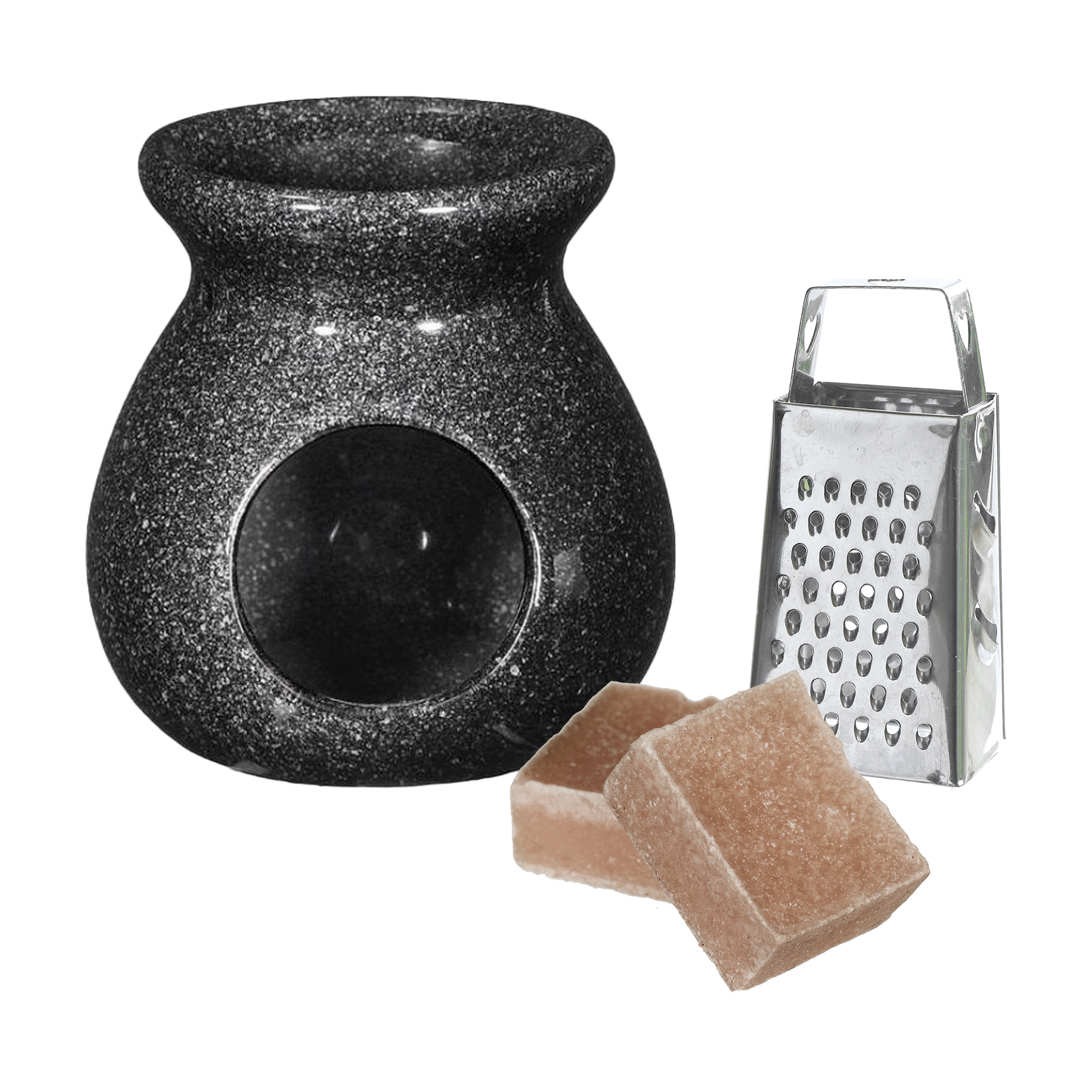 Amberblokjes-geurblokjes cadeauset sandelhout geur inclusief geurbrander en mini rasp