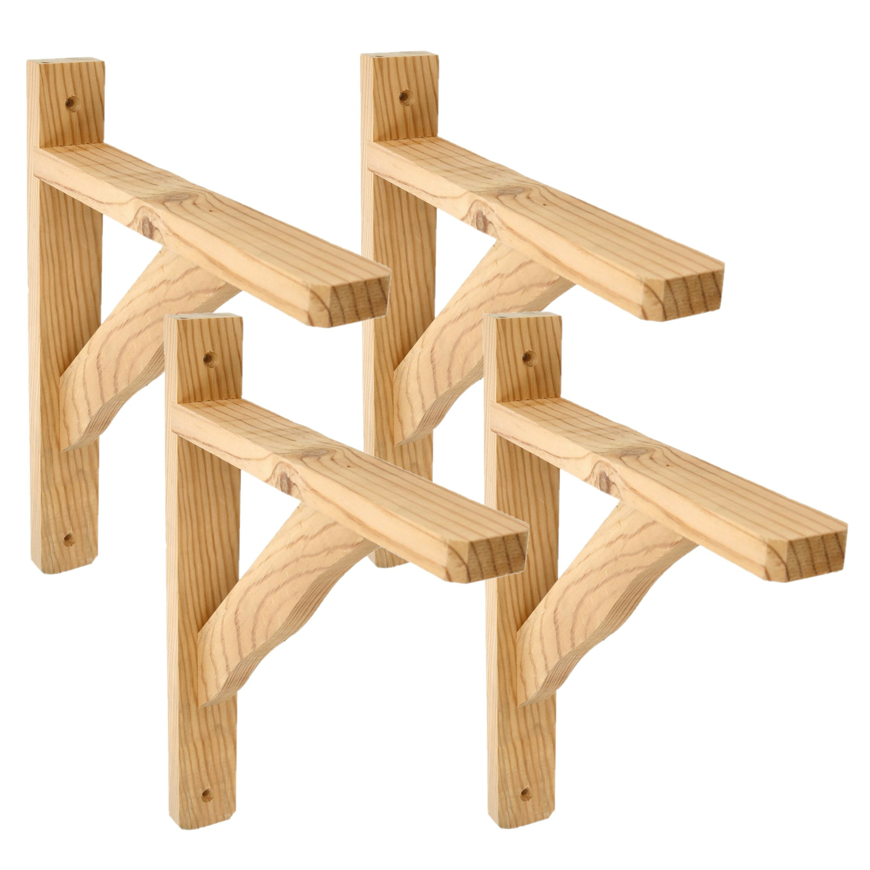 AMIG Plankdrager-planksteun van hout 4x lichtbruin H280 x B230 mm Tot 95 kg