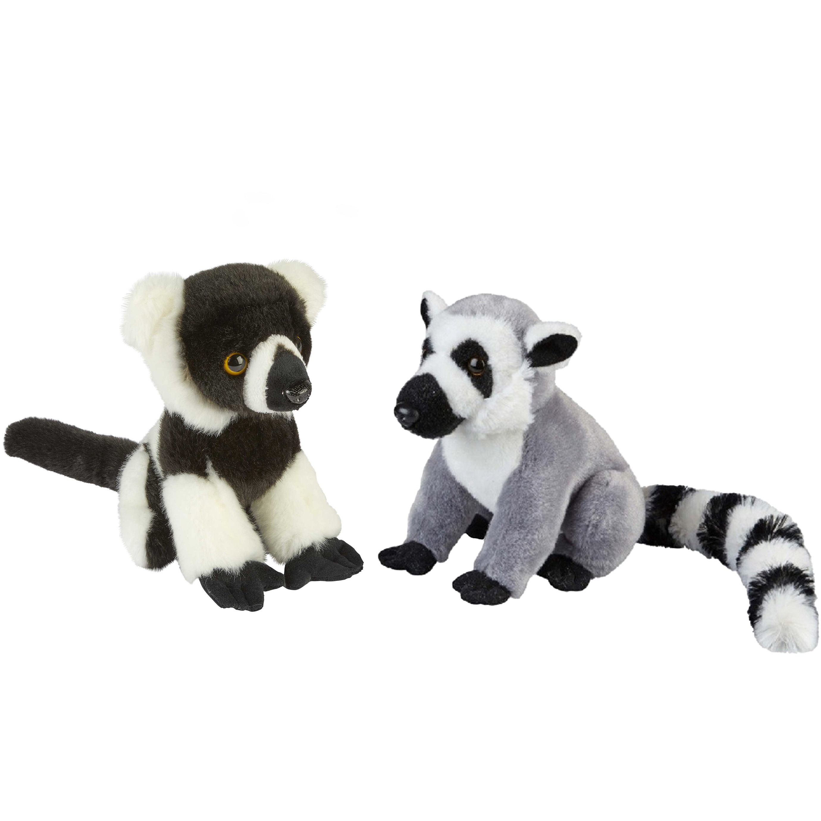 Apen serie zachte pluche knuffels 2x stuks Ringstaart Maki en Lemur Aapje van 18 cm
