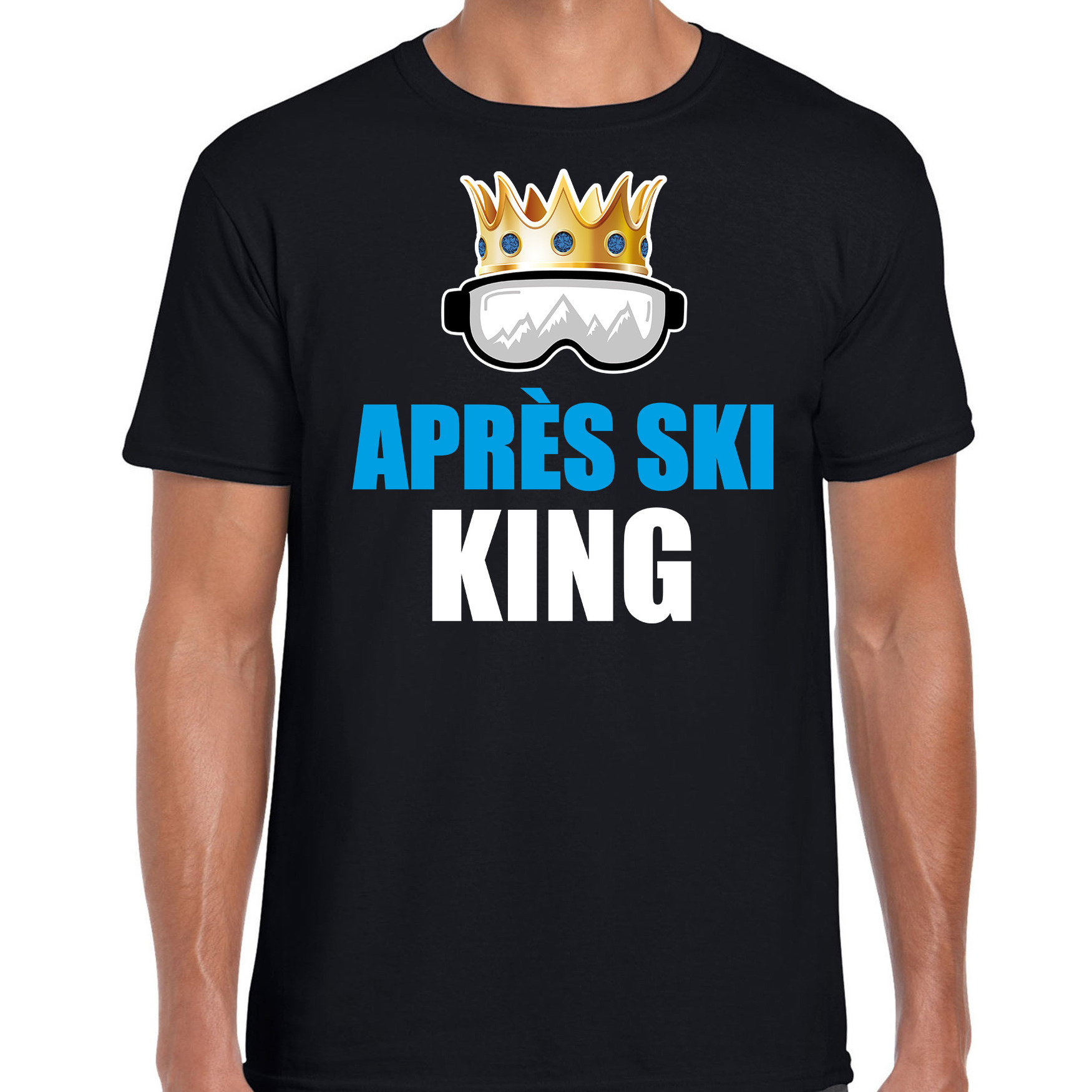 Apres ski t-shirt Apres ski King zwart heren Wintersport shirt Foute apres ski outfit