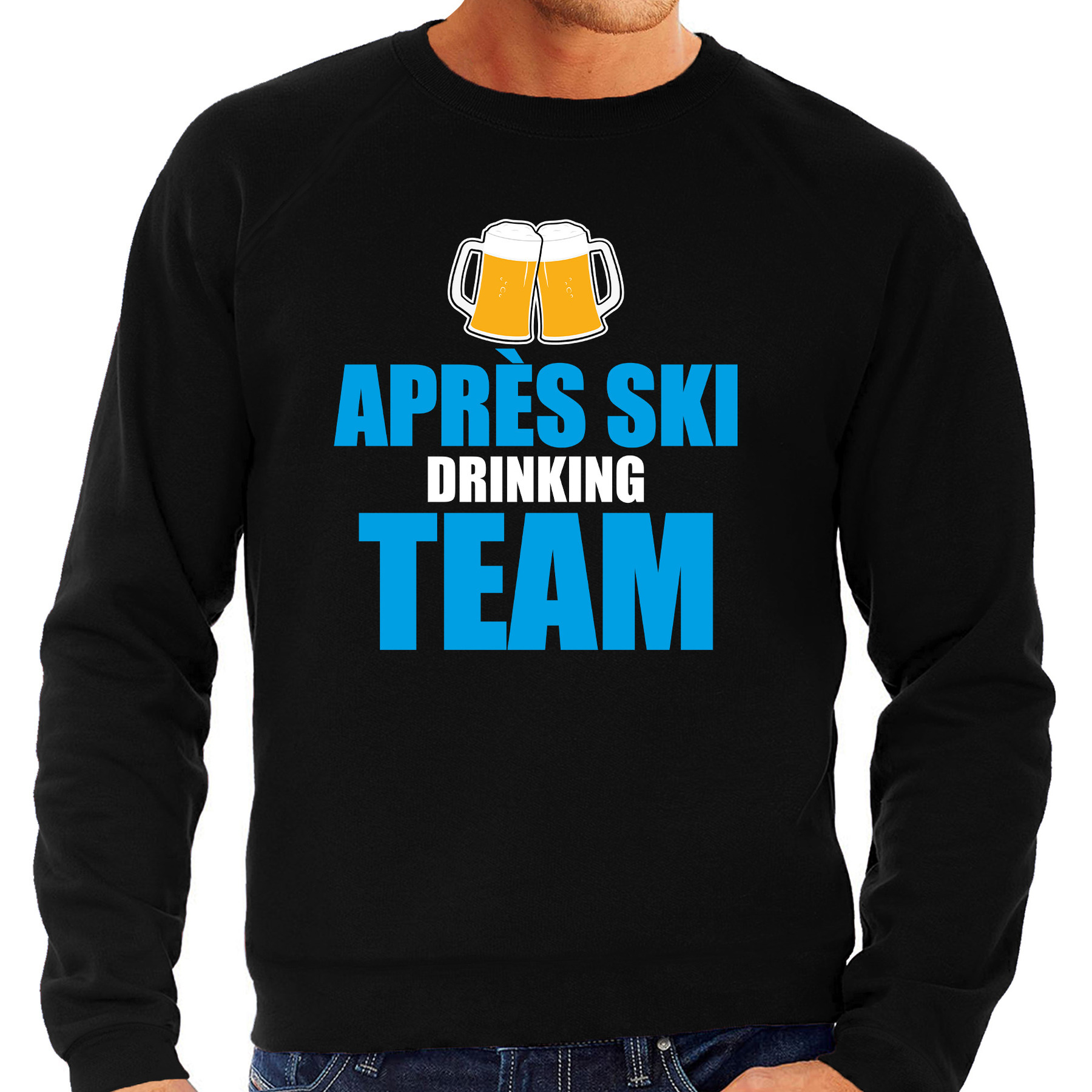 Apres ski trui Apres ski drinking team bier zwart heren Wintersport sweater Foute apres ski out