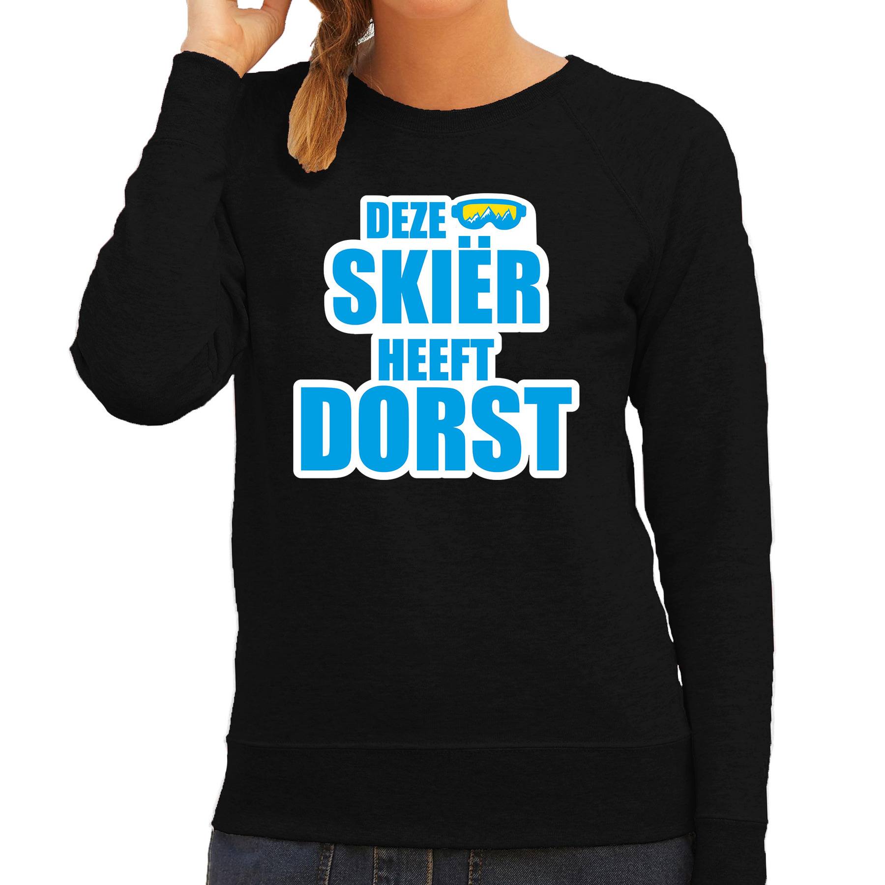 Apres ski trui Deze skieer heeft dorst zwart dames Wintersport sweater Foute apres ski outfit
