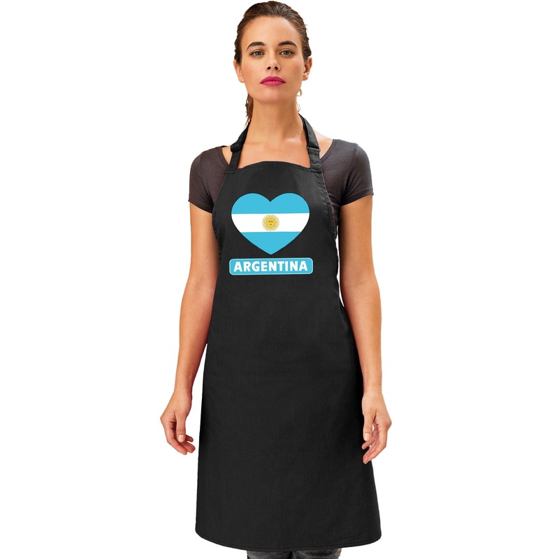 Argentinie hart vlag barbecueschort/ keukenschort zwart