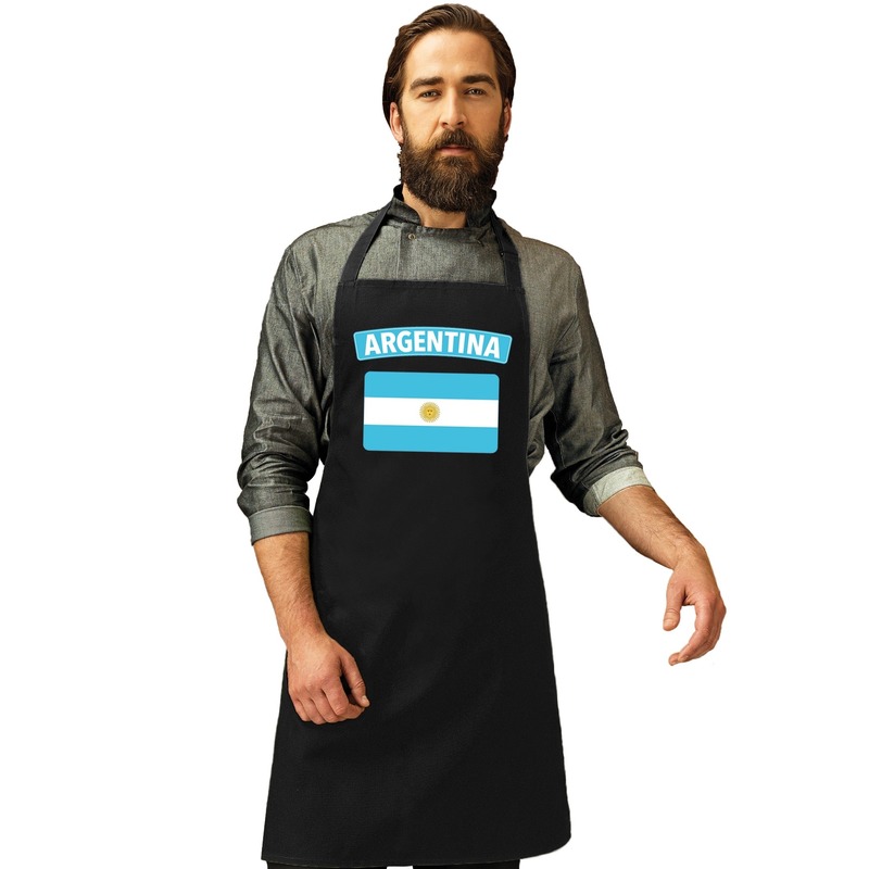 Argentinie vlag barbecueschort/ keukenschort zwart volwassenen