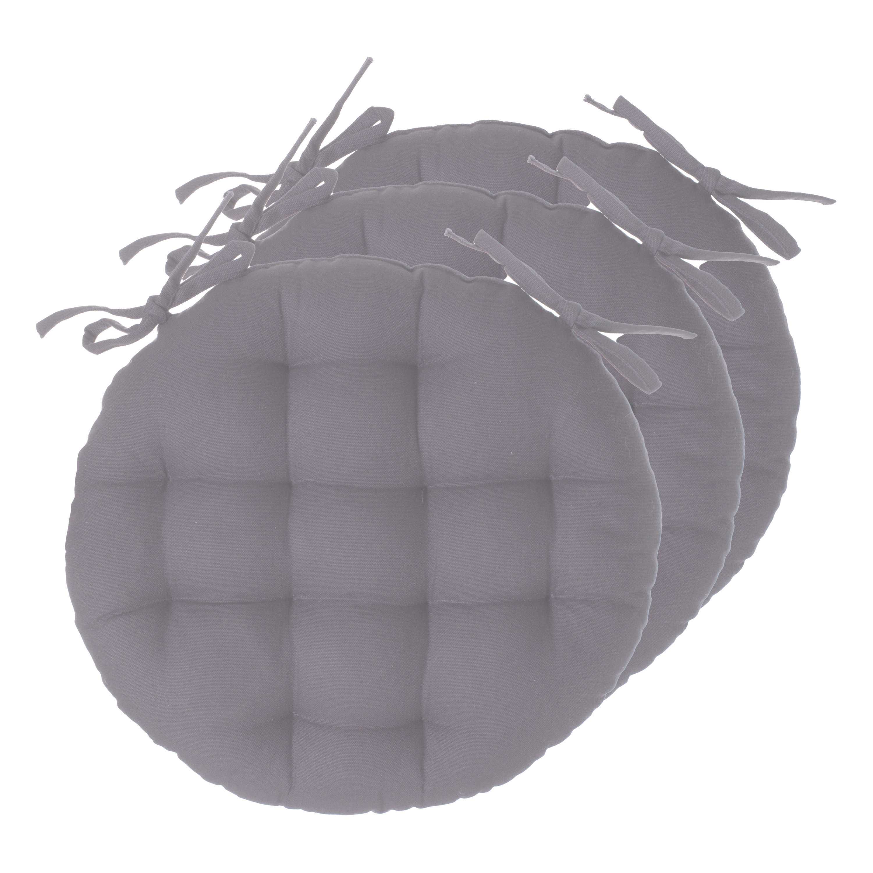 Atmosphera Stoelkussens rond 6x grijs katoen 38 x 6.5 cm wicker zitkussen