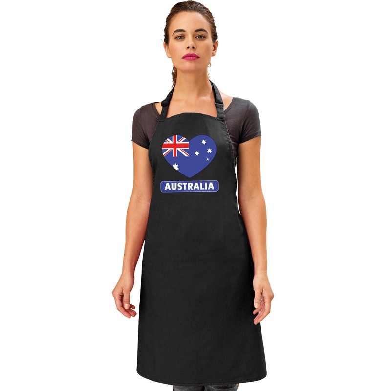 Australie hart vlag barbecueschort/ keukenschort zwart