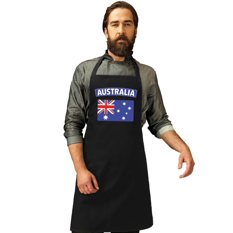Australie vlag barbecueschort/ keukenschort zwart volwassenen