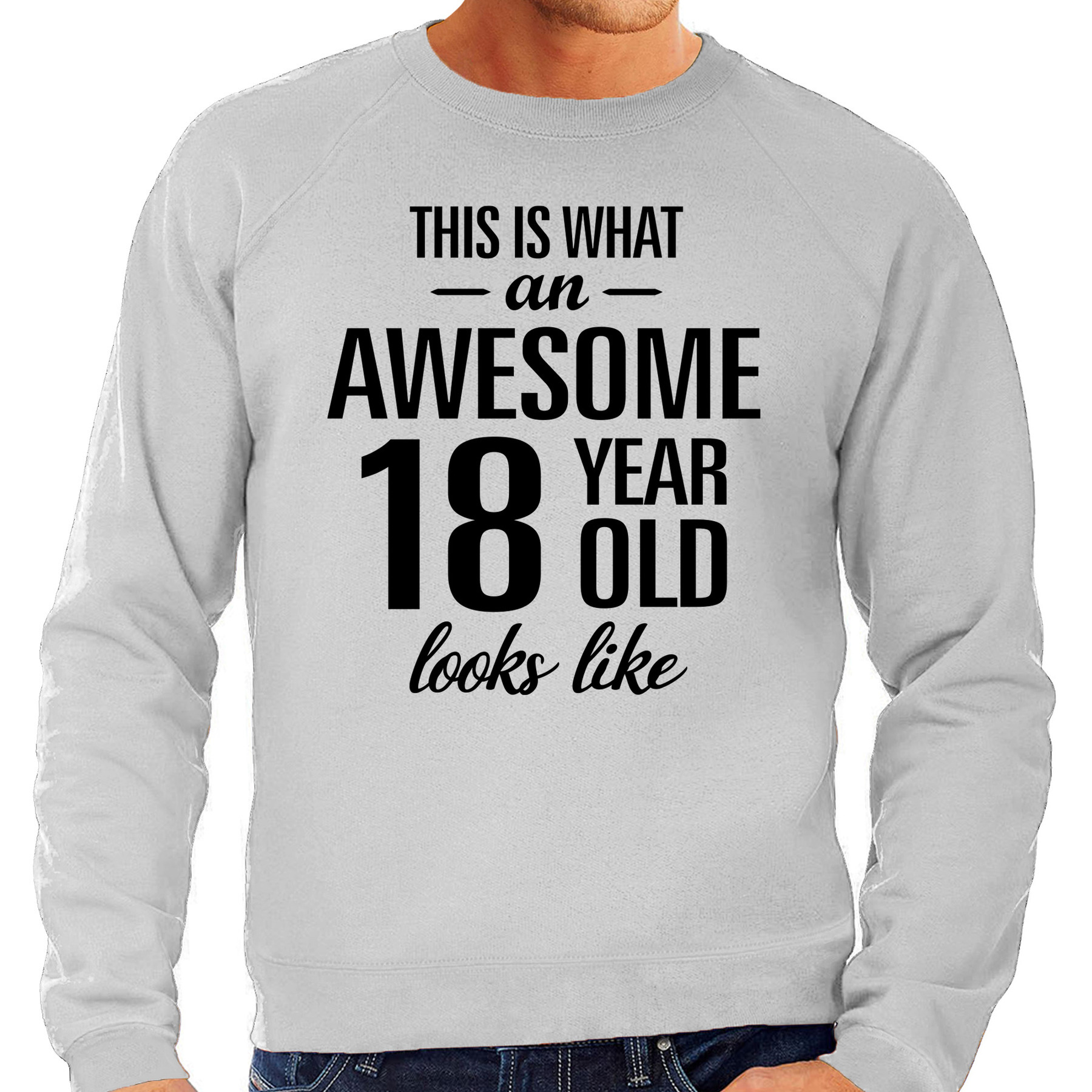Awesome 18 year-18 jaar cadeau sweater-trui grijs heren