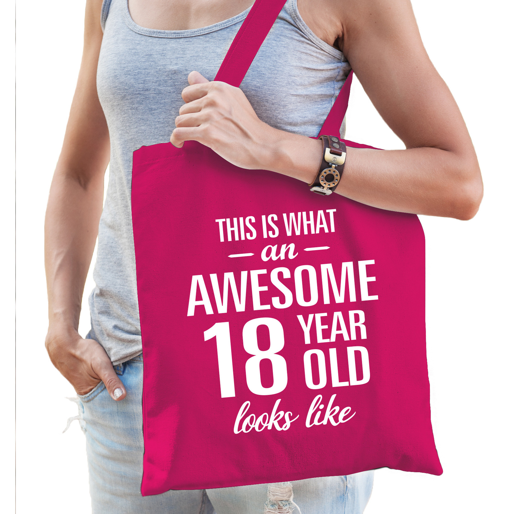 Awesome 18 year-geweldig 18 jaar cadeau tas roze voor dames