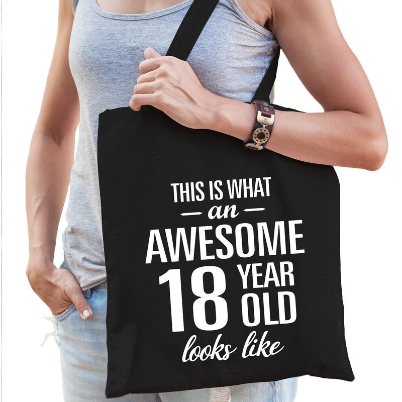 Awesome 18 year-geweldig 18 jaar cadeau tas zwart voor dames