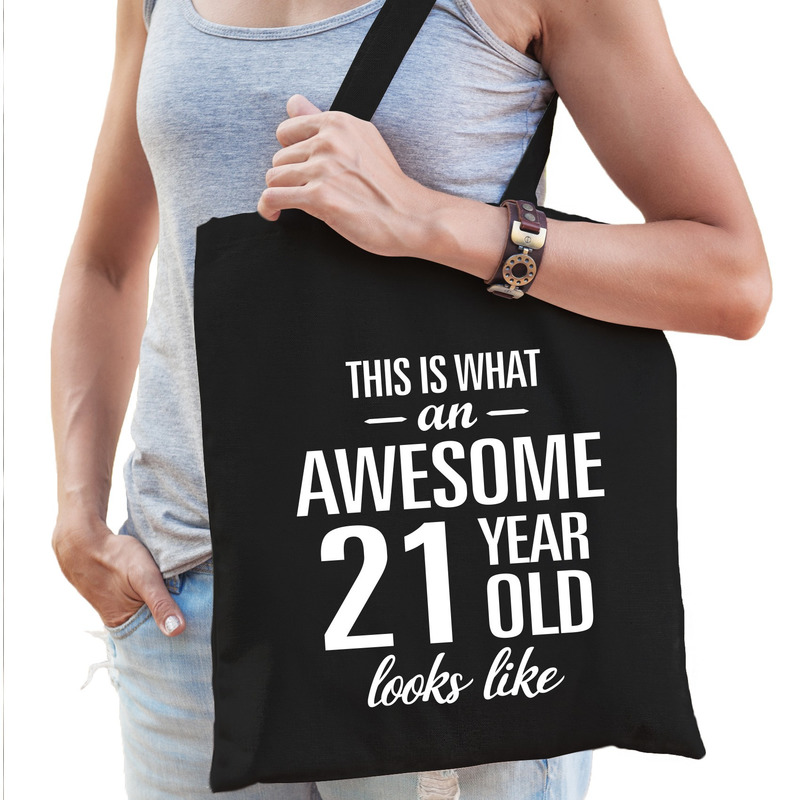 Awesome 21 year-geweldig 21 jaar cadeau tas zwart voor dames