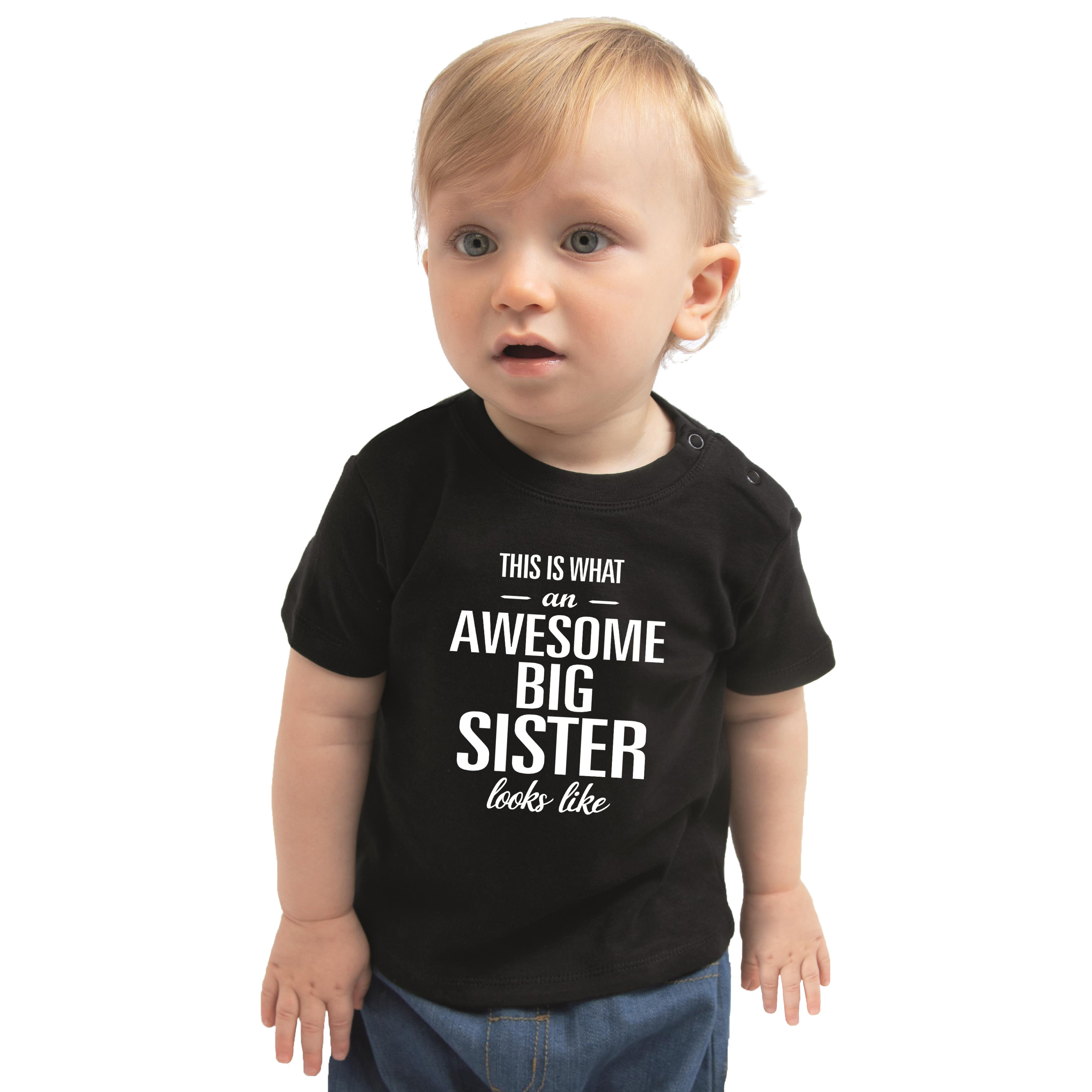 Awesome big sister/ grote zus cadeau t-shirt zwart babys - meisjes