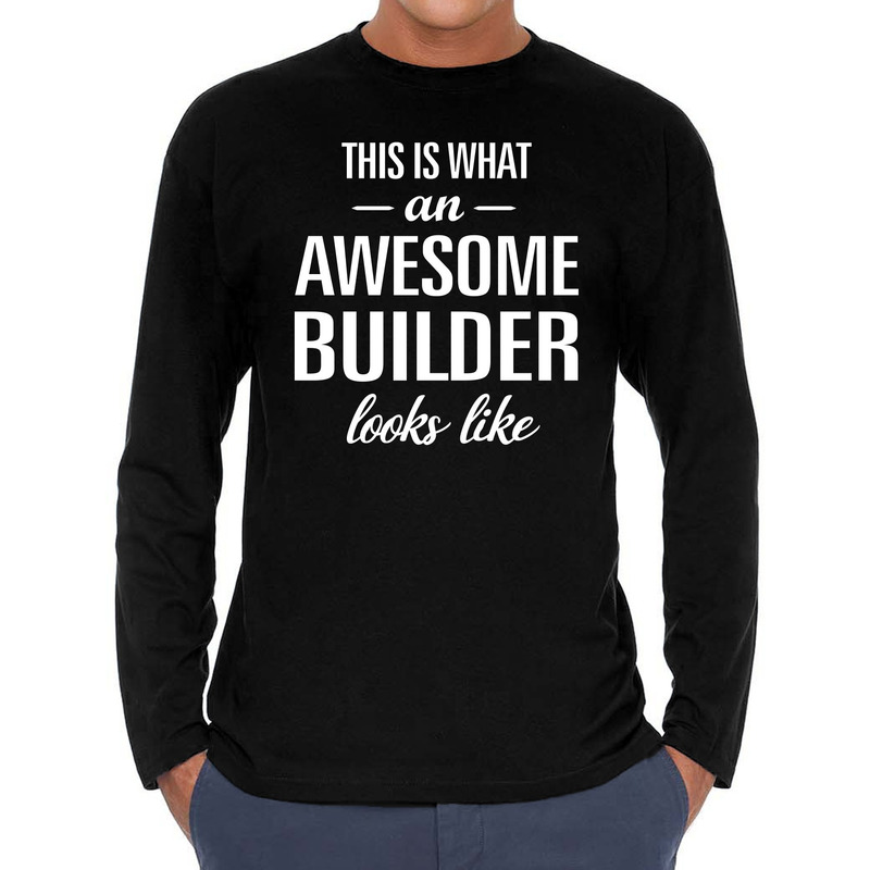 Awesome builder-bouwvakker cadeau t-shirt long sleeves heren