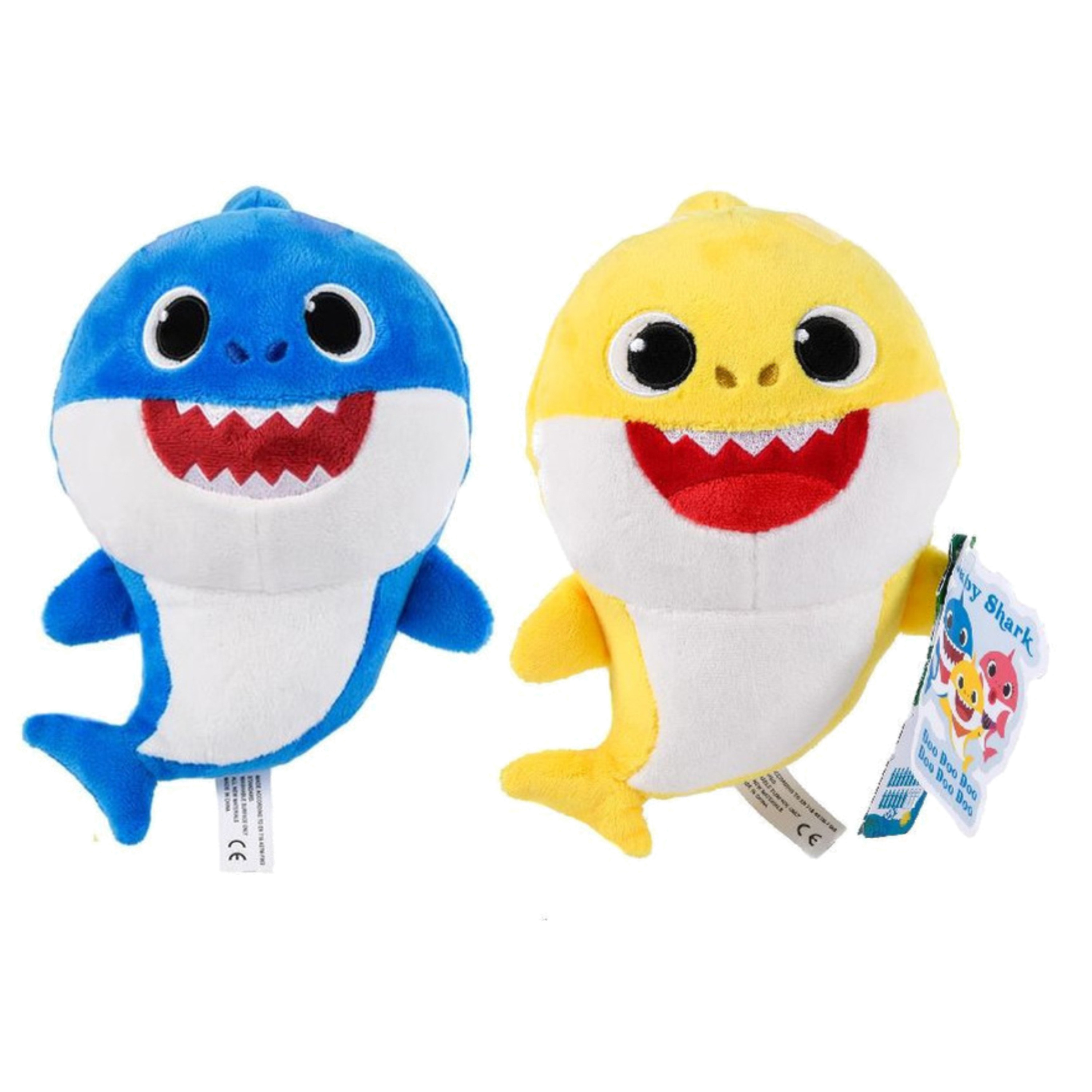 Baby Shark pluche knuffel set van 2x karakters daddy-baby 20 cm -